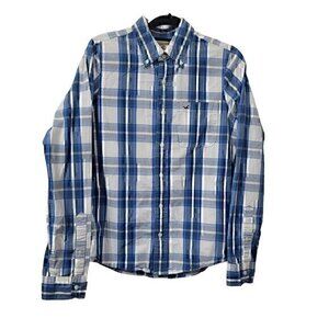 Vintage Hollister Button-up Shirt M Blue Plaid Long Sleeve